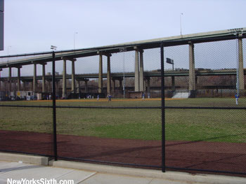 One of two baseball fields at Enos Jones Park in Jersey City