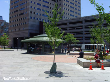Fitzgerald Holota Park known as the Grove Street PATH Plaza in downtown Jersey City