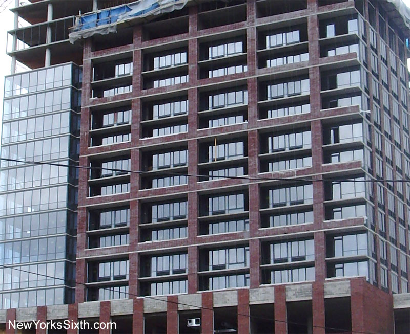 Athena condo tower in Jersey city with glass windows installed