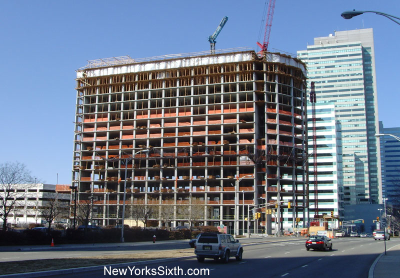 The Westin Hotel tower is currently under construction in the Newport section of Jersey City, near the Newport Mall and office center