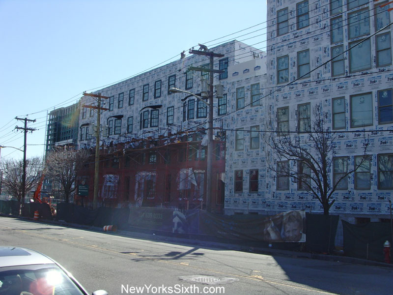 Row houses in Liberty Harbor, in the traditional brownstone style seen throughout Jersey City, get a brick facade