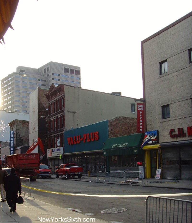 143 Newark Avenue was consumed in a fire on November 29; the building was declared unsafe and knocked down by the fire department