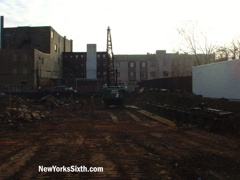 Pilings for a six story residential project on Newark Avenue are currently being nailed into the ground