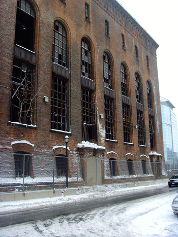 Jersey City Powerhouse in the snow